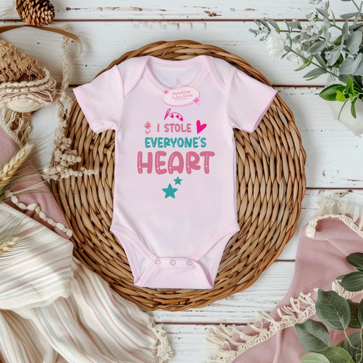 I Stole Everyone’s Heart Baby Onesie, Valentine Bodysuit, Newborn Gift