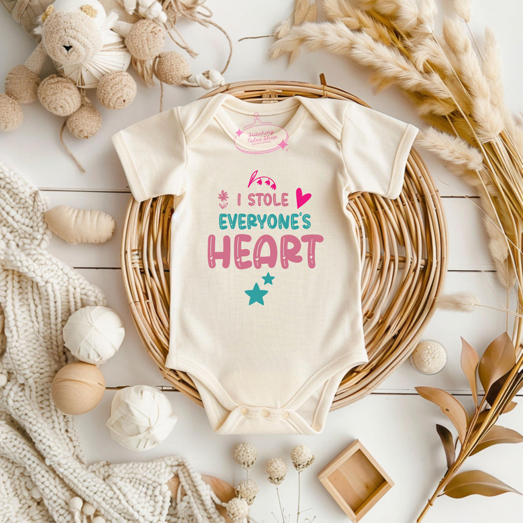 I Stole Everyone’s Heart Baby Onesie, Valentine Bodysuit, Newborn Gift