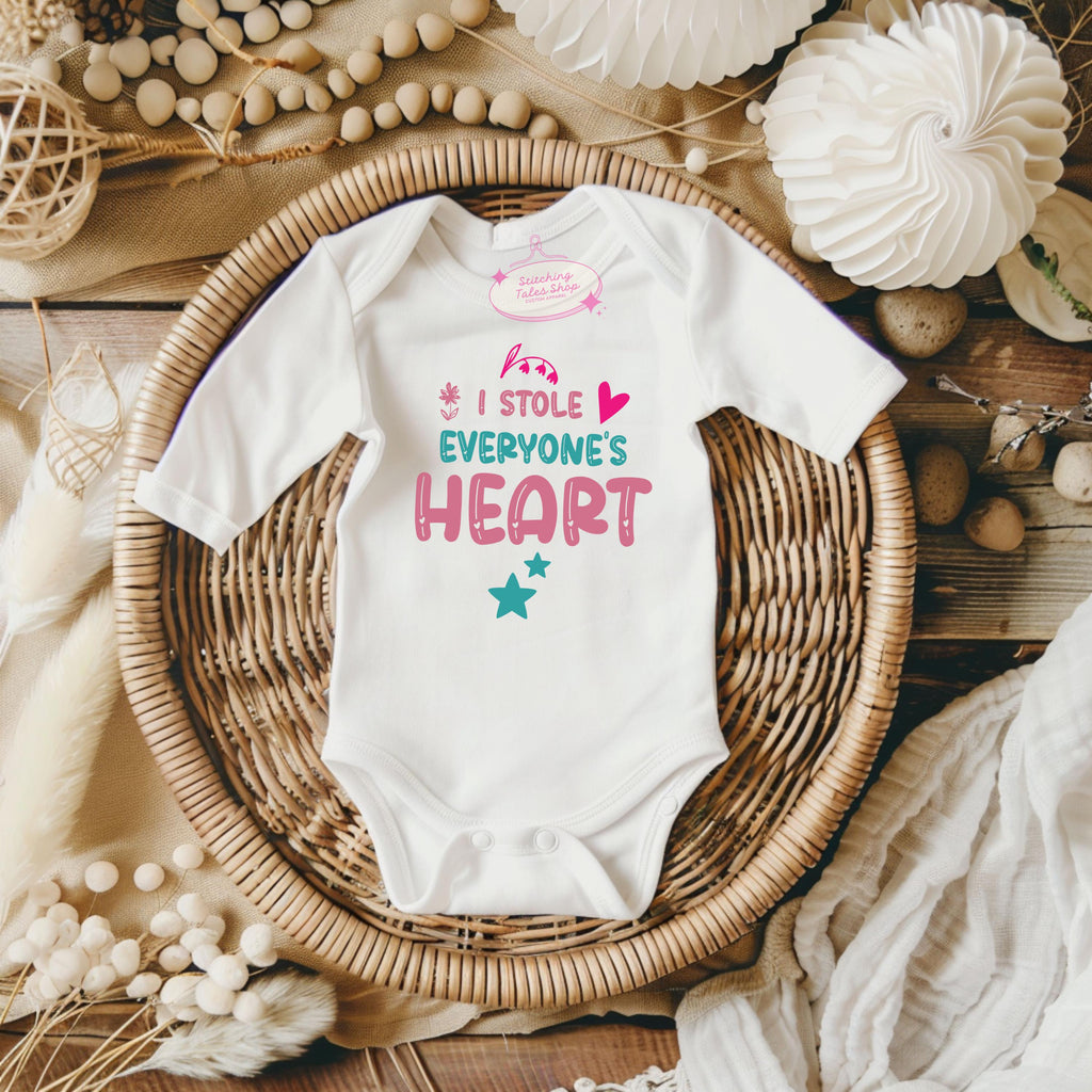 I Stole Everyone’s Heart Baby Onesie, Valentine Bodysuit, Newborn Gift