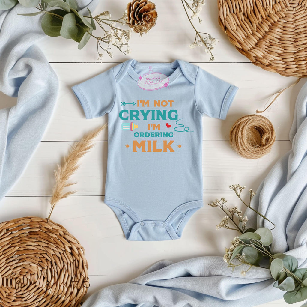 Funny Baby Onesie, "Ordering Milk" Outfit, Unisex Shower Gift