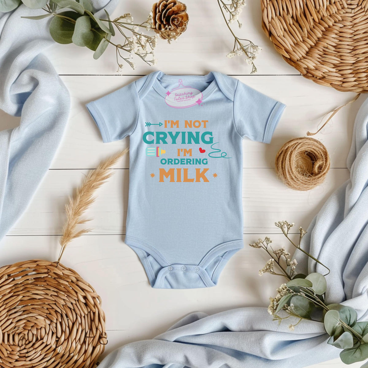 Funny Baby Onesie, "Ordering Milk" Outfit, Unisex Shower Gift