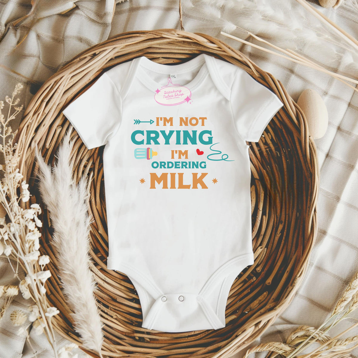 Funny Baby Onesie, "Ordering Milk" Outfit, Unisex Shower Gift