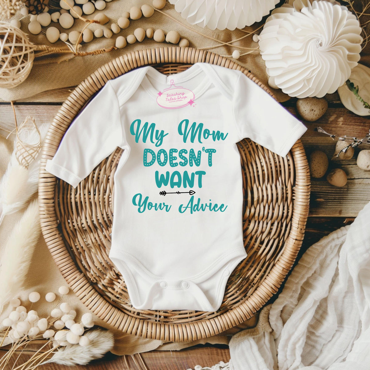 Funny Baby Onesie, My Mom Doesn’t Want Your Advice, Sarcastic Newborn Outfit