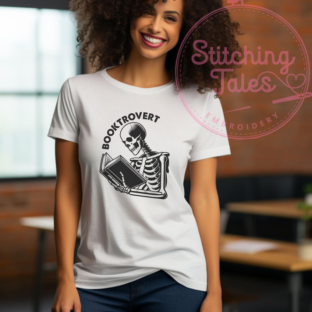 Booktrovert Skeleton Reader T-Shirt, Bookish Humor