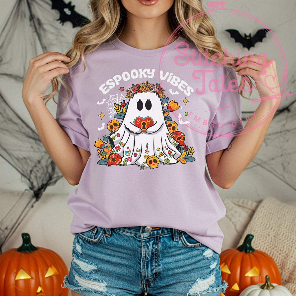 Spooky Vibes Halloween Tee, Funny Latino Ghost Shirt