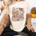 Floral Pumpkin Leopard Bow Sweatshirt, Cozy Autumn Top