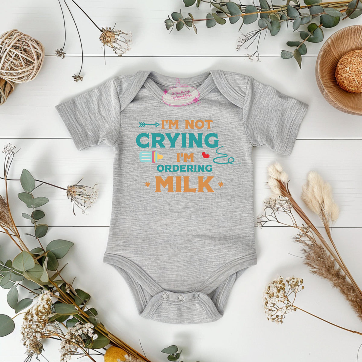 Funny Baby Onesie, "Ordering Milk" Outfit, Unisex Shower Gift