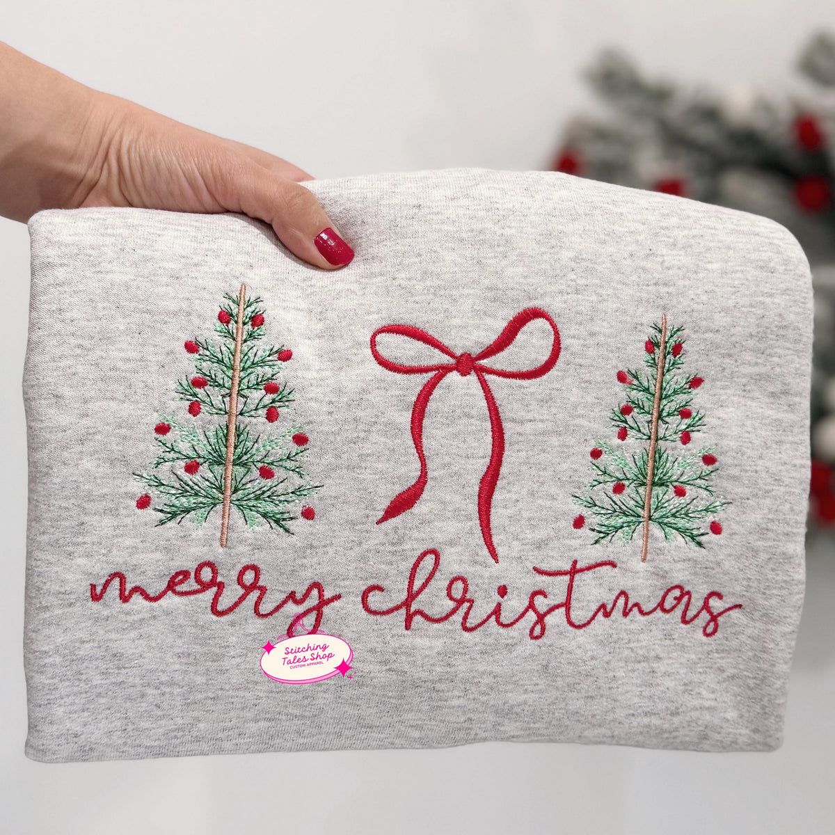 Merry Christmas Embroidered Sweatshirt