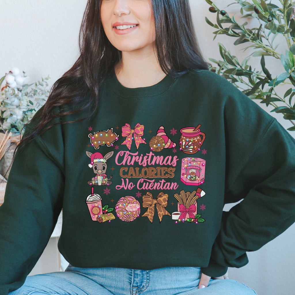 Christmas Calories No Cuentan Sweatshirt, Latino Holiday Sweater