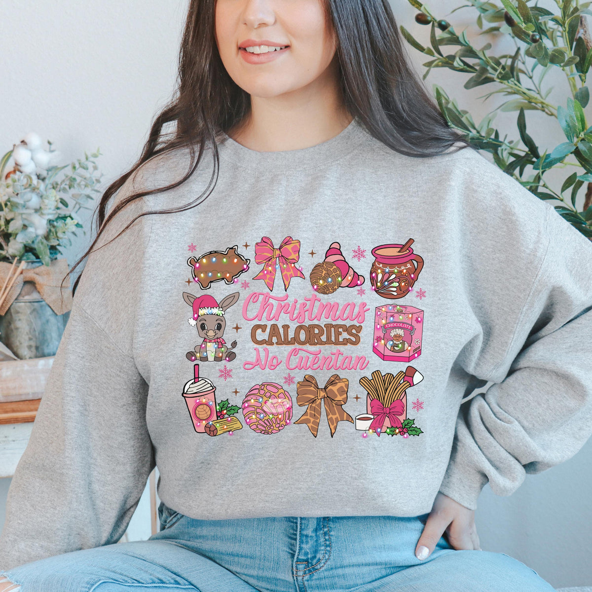 Christmas Calories No Cuentan Sweatshirt, Latino Holiday Sweater