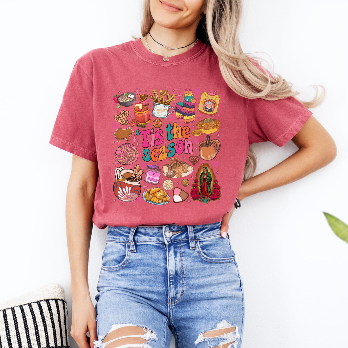 Virgen de Guadalupe Christmas Tee, Latino Holiday Shirt