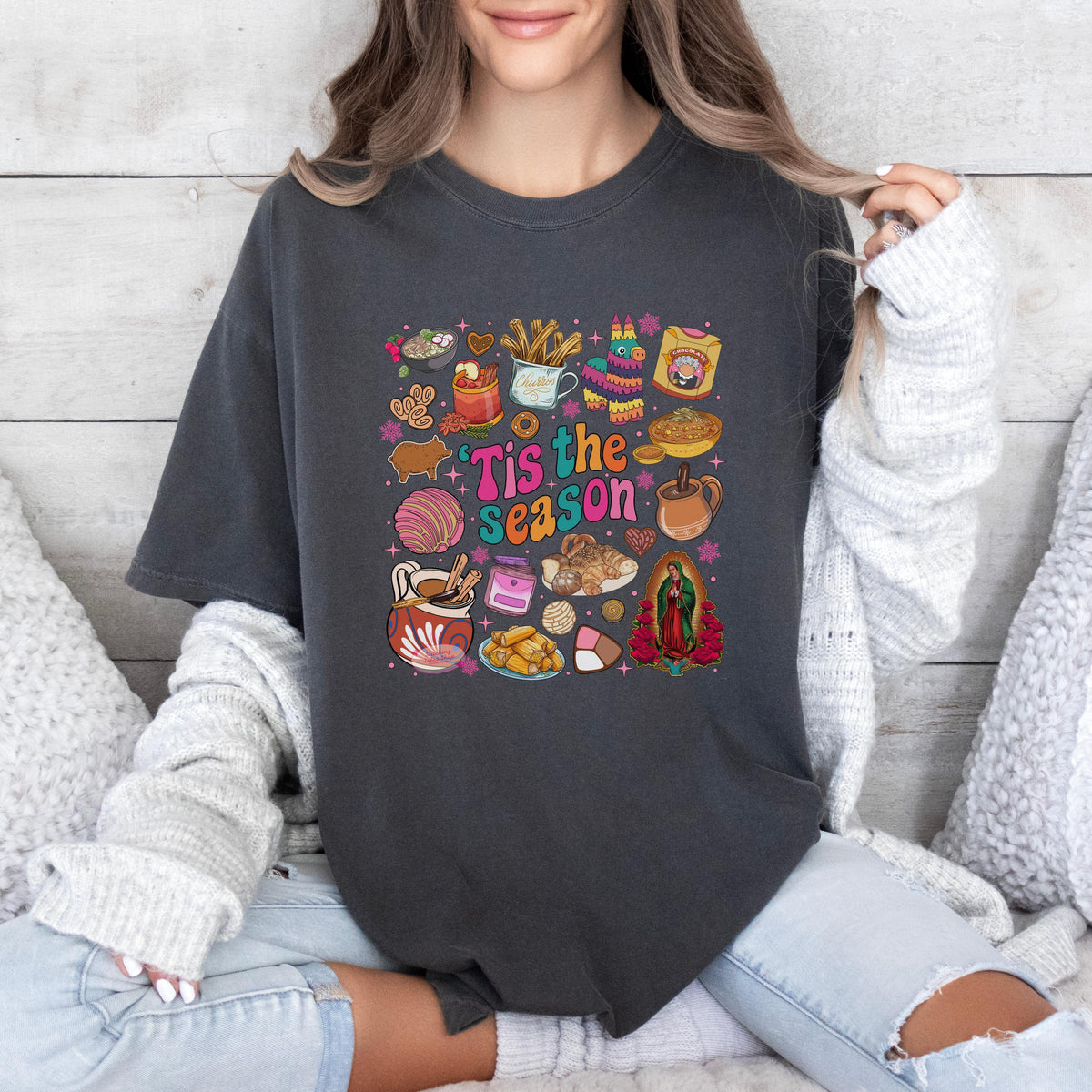 Virgen de Guadalupe Christmas Tee, Latino Holiday Shirt