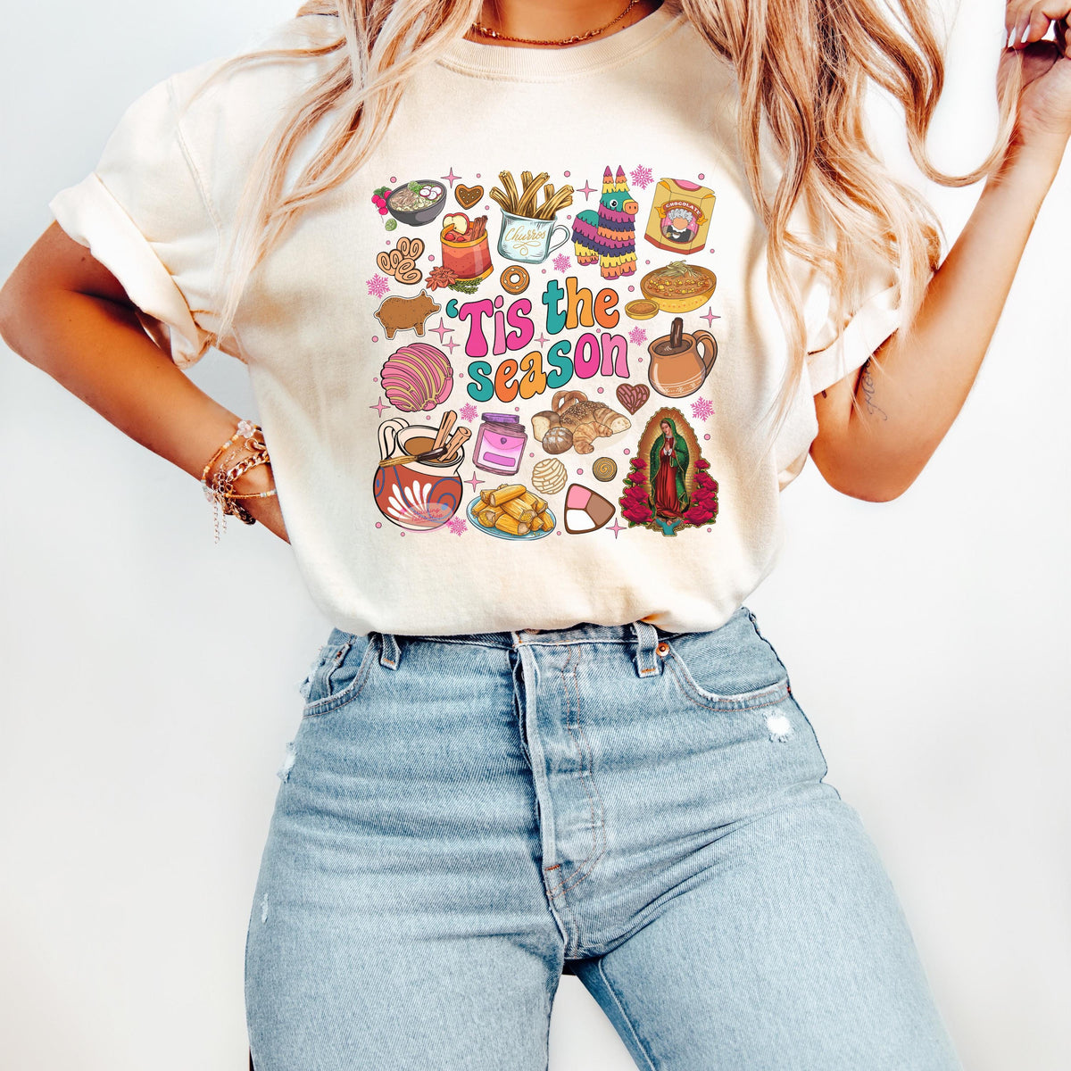 Virgen de Guadalupe Christmas Tee, Latino Holiday Shirt