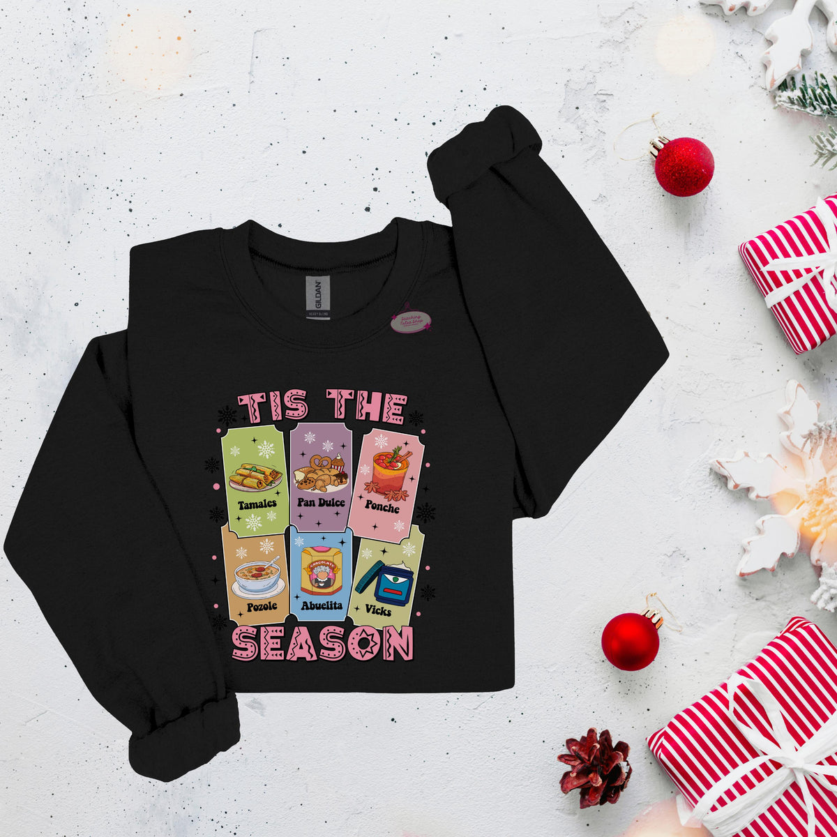 Tis The Season Tamales Sweatshirt, Latino Christmas Crewneck, Abuelita Sweater Gift