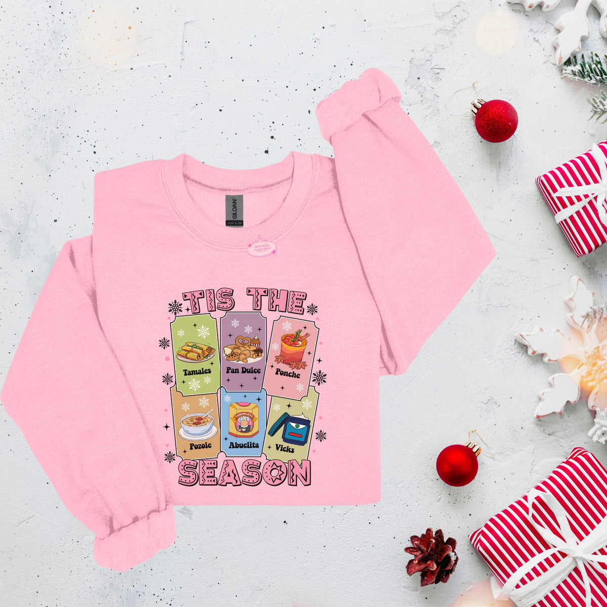 Tis The Season Tamales Sweatshirt, Latino Christmas Crewneck, Abuelita Sweater Gift