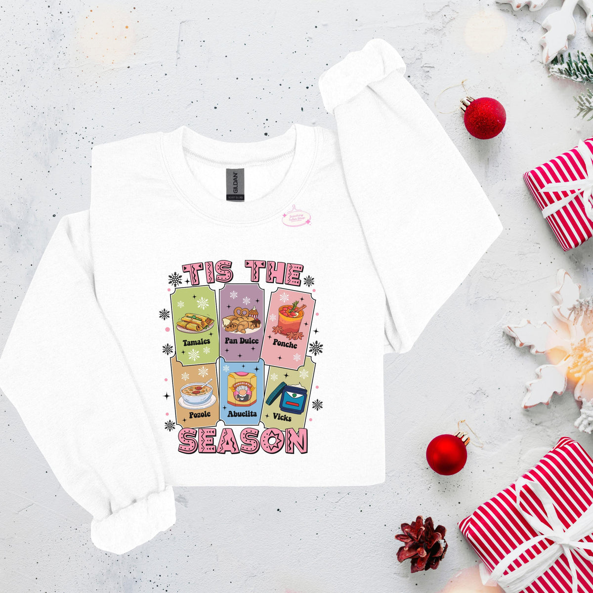 Tis The Season Tamales Sweatshirt, Latino Christmas Crewneck, Abuelita Sweater Gift