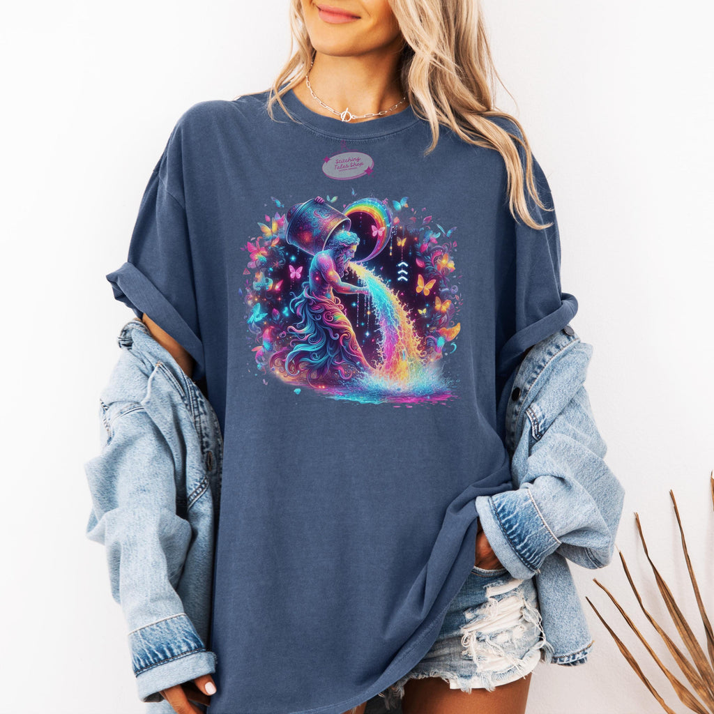 Aquarius Comfort Colors Shirt, Water Bearer Astrology Tee, Celestial Gift