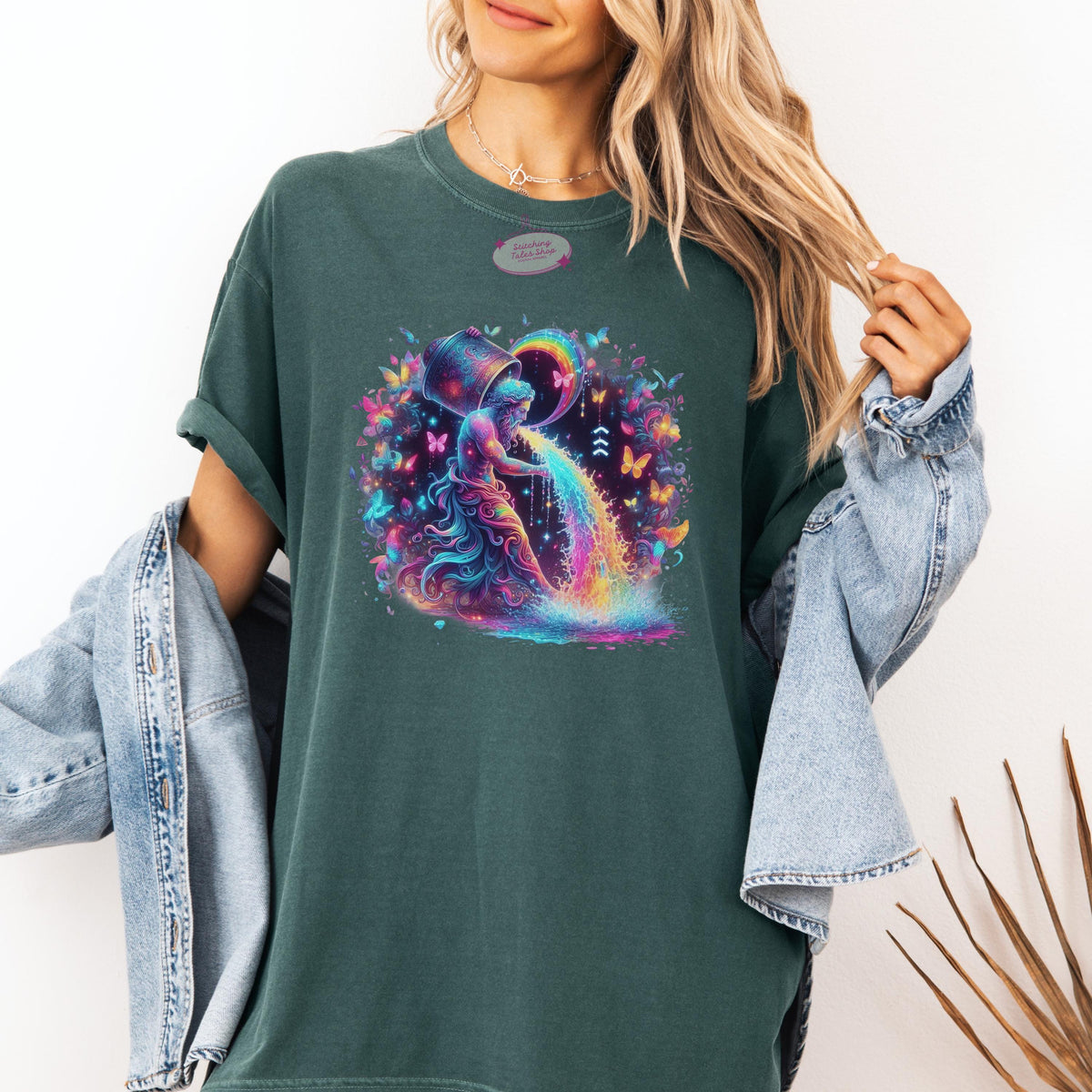 Aquarius Comfort Colors Shirt, Water Bearer Astrology Tee, Celestial Gift
