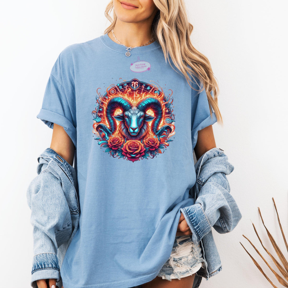 Aries Ram Shirt, Comfort Colors Astrology Tee, Boho Zodiac Gift