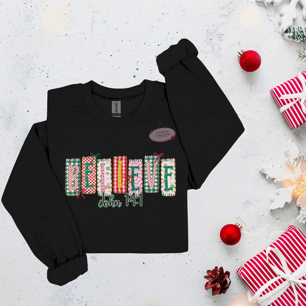 Believe John 14:1 Christmas Shirt, Faith Holiday Tee