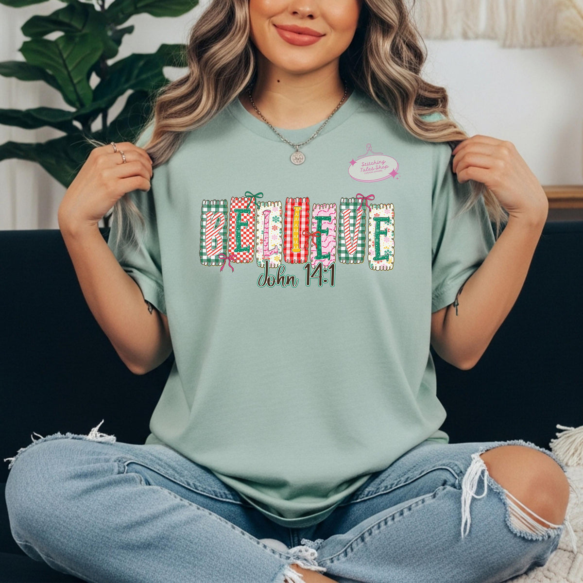 Believe John 14:1 Christmas Shirt, Faith Holiday Tee