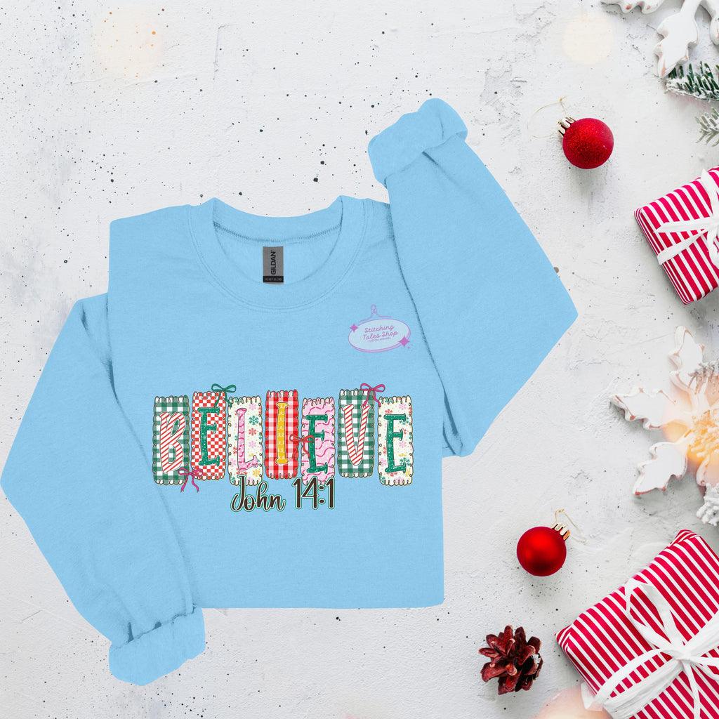 Believe John 14:1 Christmas Shirt, Faith Holiday Tee