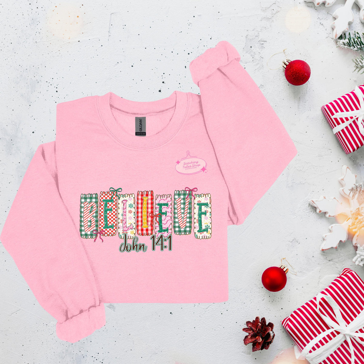 Believe John 14:1 Christmas Shirt, Faith Holiday Tee