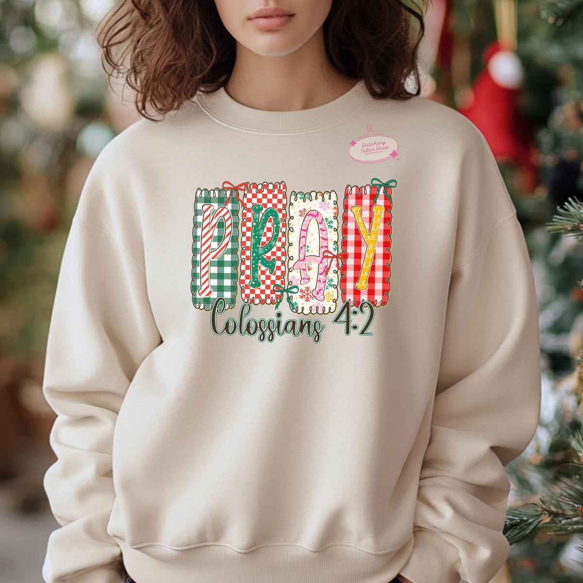 Pray Colossians 4:2 Shirt, Christian Christmas Shirt, Faith Patchwork Tee or Gildan Sweatshirt