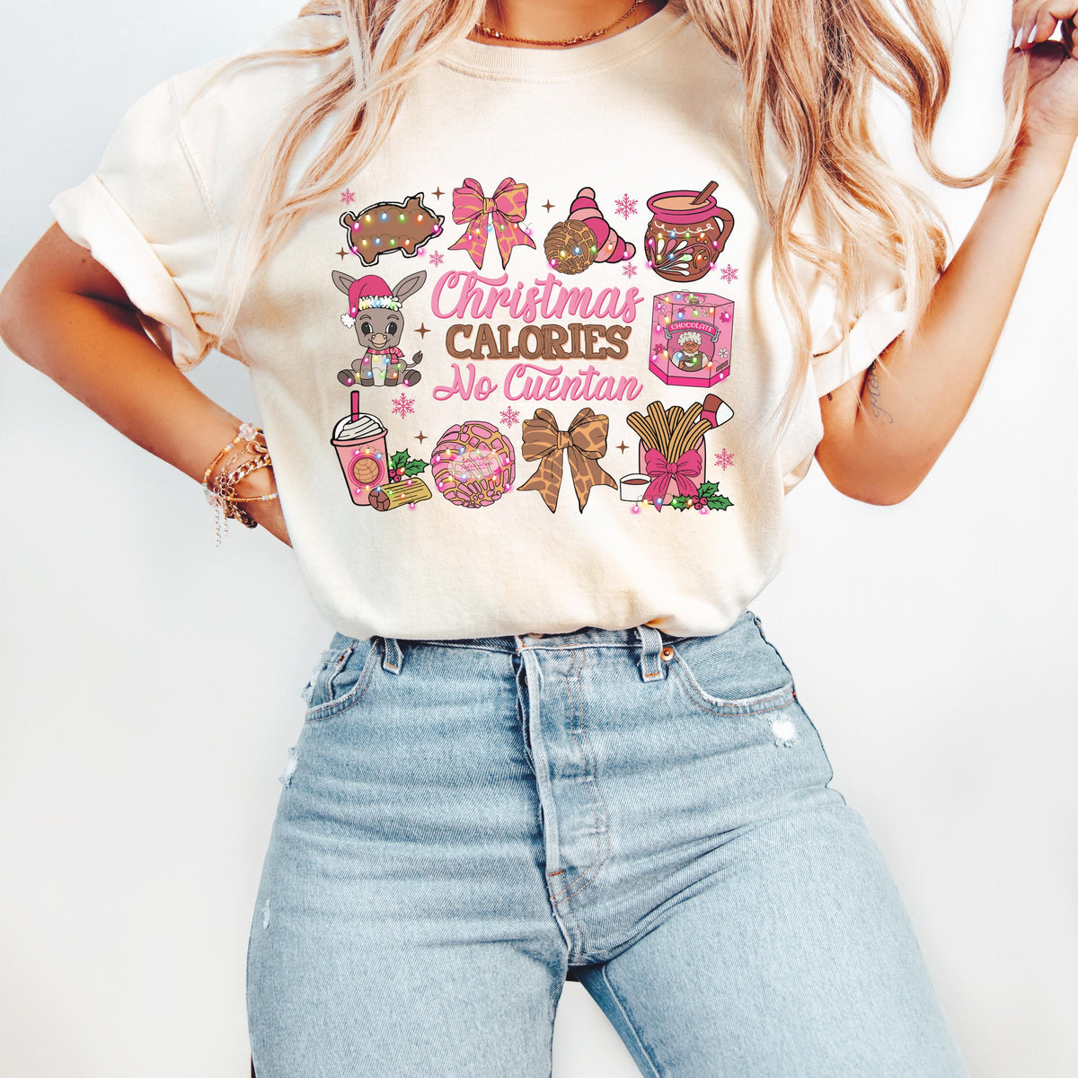 Christmas Calories No Cuentan Sweatshirt, Latino Holiday Sweater