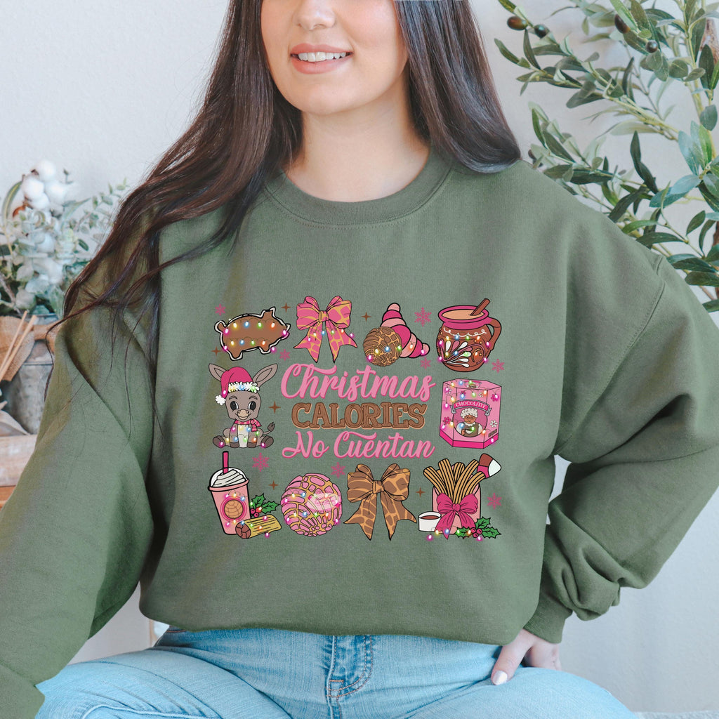 Christmas Calories No Cuentan Sweatshirt, Latino Holiday Sweater