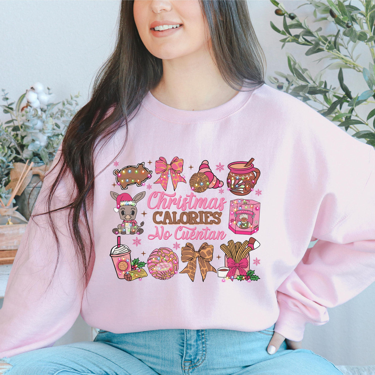 Christmas Calories No Cuentan Sweatshirt, Latino Holiday Sweater