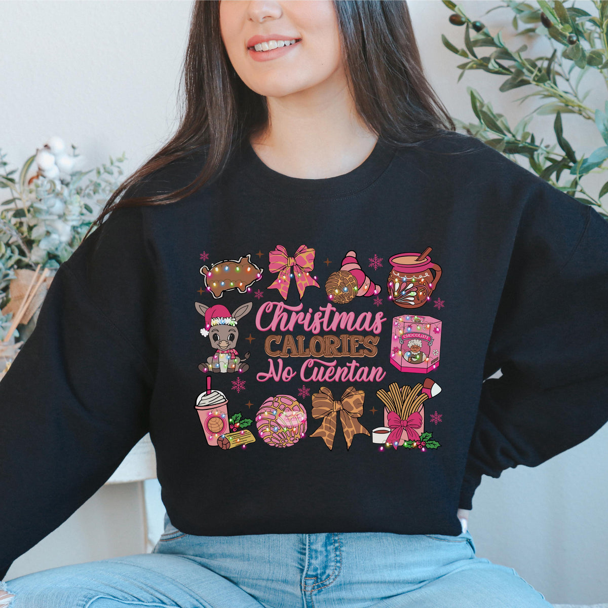 Christmas Calories No Cuentan Sweatshirt, Latino Holiday Sweater