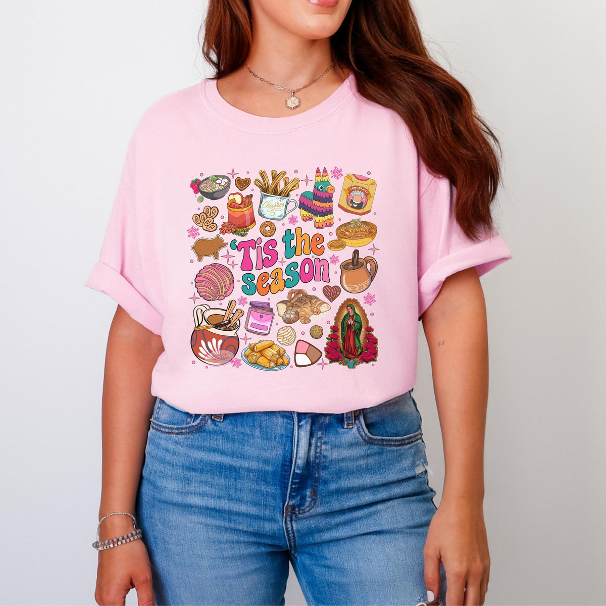 Virgen de Guadalupe Christmas Tee, Latino Holiday Shirt