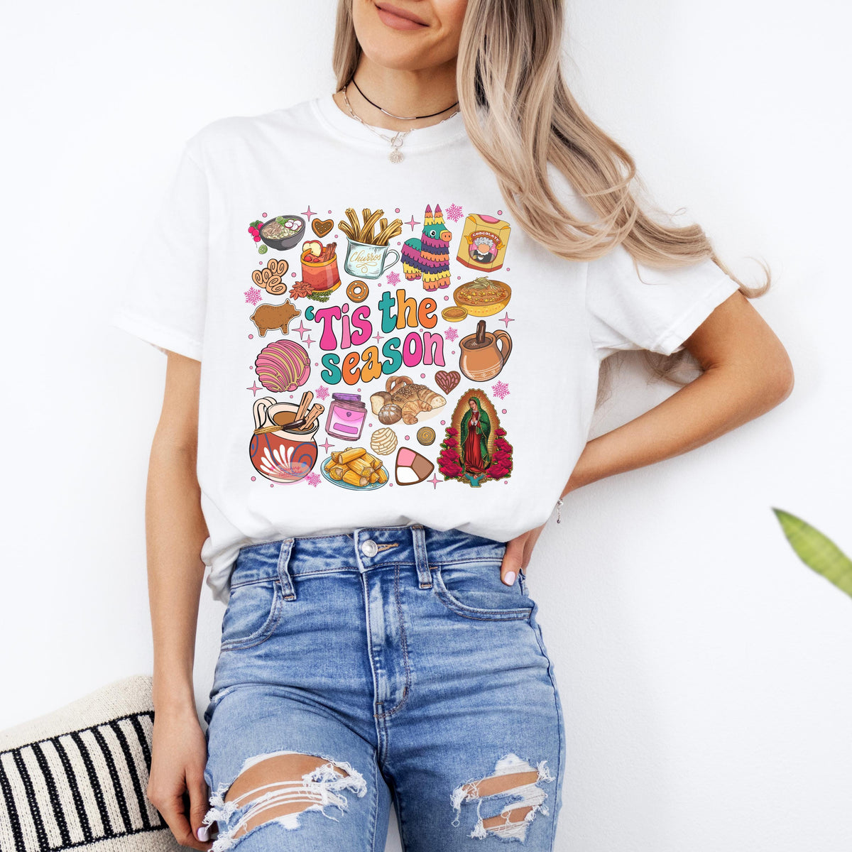 Virgen de Guadalupe Christmas Tee, Latino Holiday Shirt