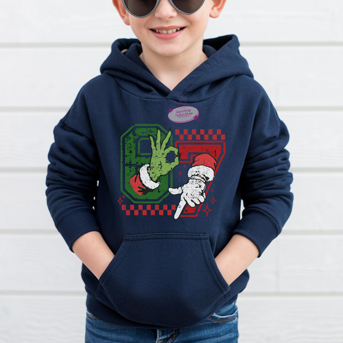 Kids Christmas Hoodie, "67" Holiday Sweatshirt, Festive Youth Top