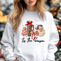 Tis the Season Sweater, Faux Yarn Christmas Hoodie, Cozy Holiday Sweatshirt, Cute Santa Coffee Sweater, Festive Winter Hoodie