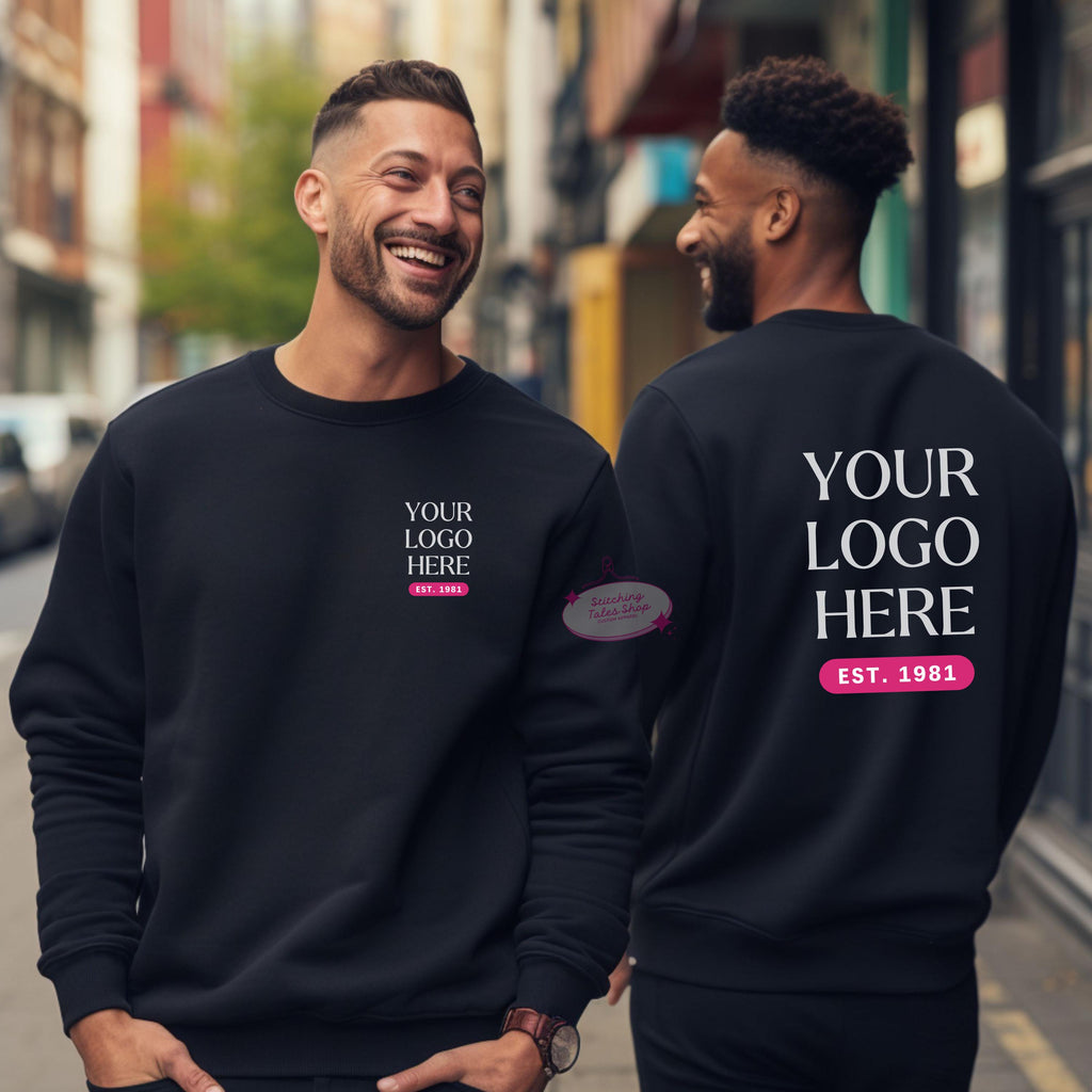 Custom logo hoodie, personalized business sweatshirt, bulk logo hoodies, DTF printed apparel, custom branded hoodie