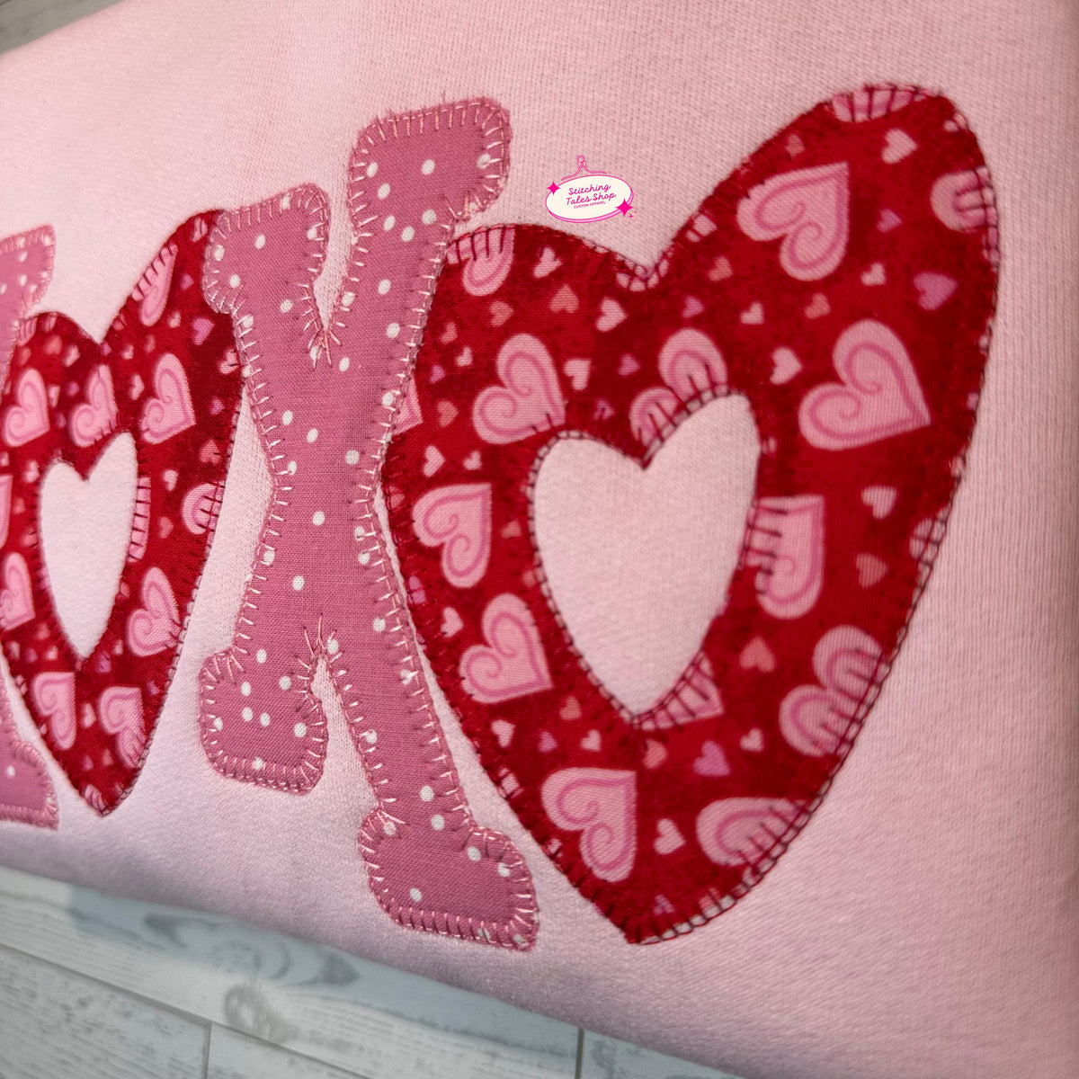 XOXO Embroidered Heart Crewneck Sweatshirt, Valentine's Day Gift