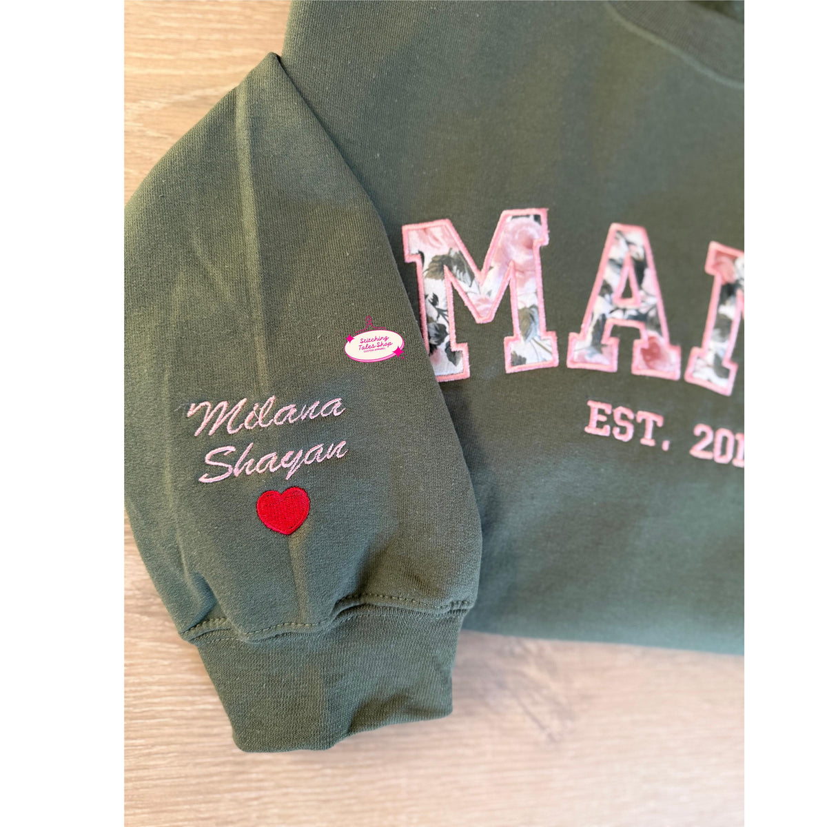 Embroidered Mama Hoodie, Floral Applique, Custom Est. Year, Personalized Mom Gift