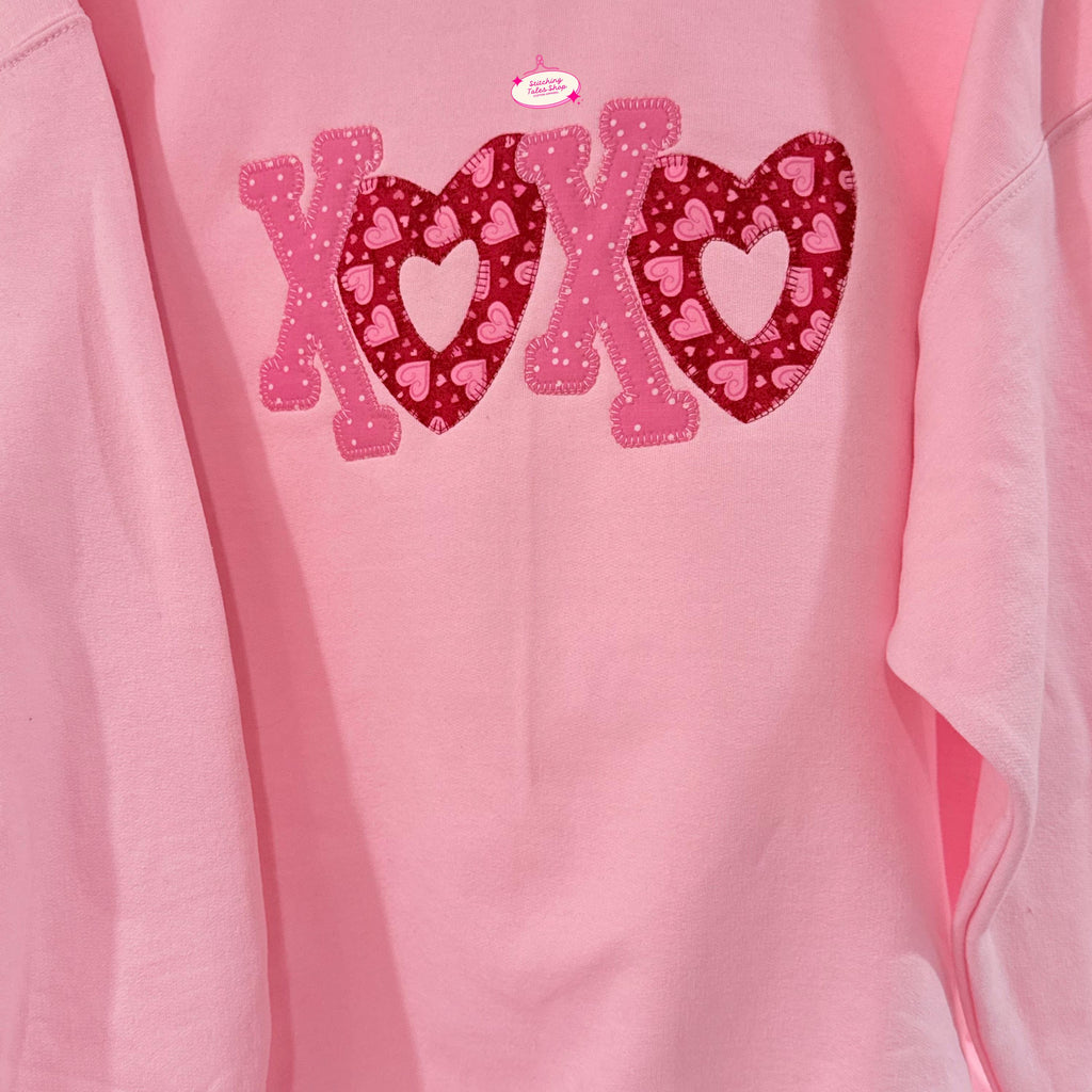 XOXO Embroidered Heart Crewneck Sweatshirt, Valentine's Day Gift