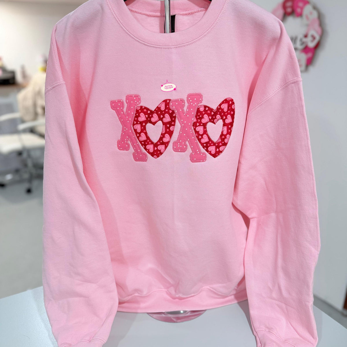 XOXO Embroidered Heart Crewneck Sweatshirt, Valentine's Day Gift