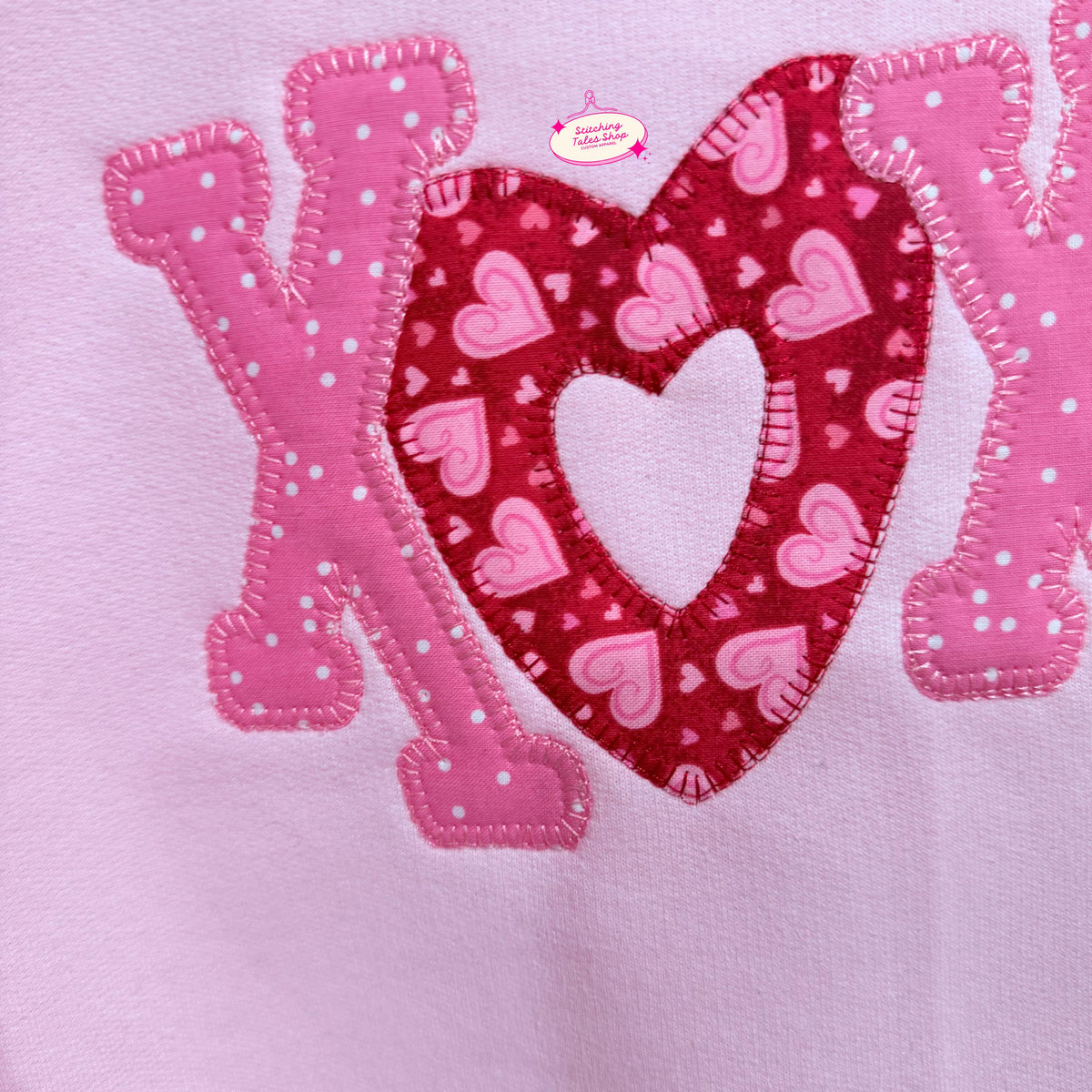XOXO Embroidered Heart Crewneck Sweatshirt, Valentine's Day Gift