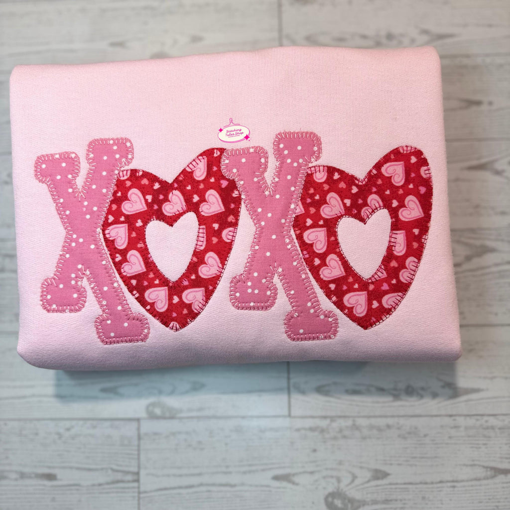 XOXO Embroidered Heart Crewneck Sweatshirt, Valentine's Day Gift