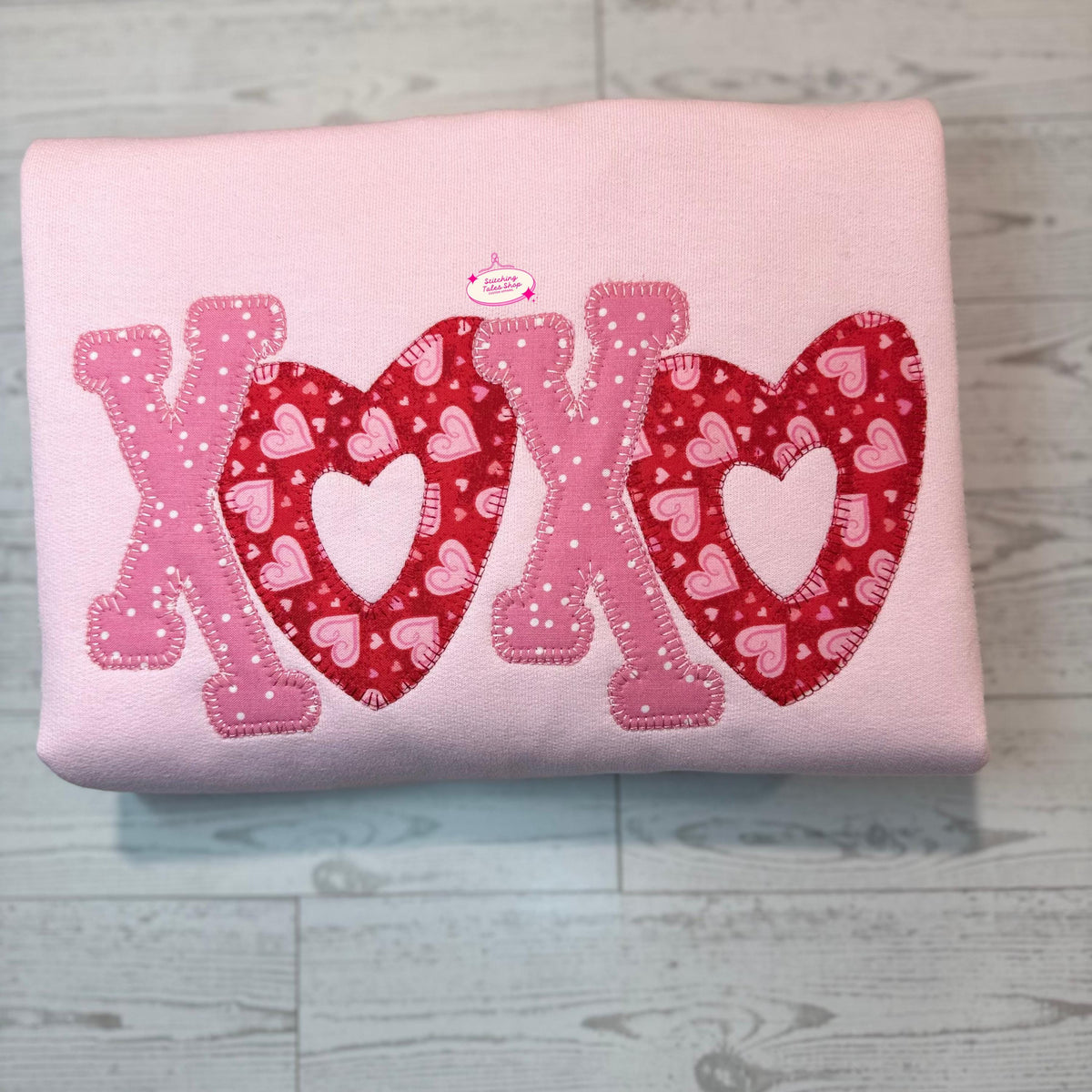 XOXO Embroidered Heart Crewneck Sweatshirt, Valentine's Day Gift