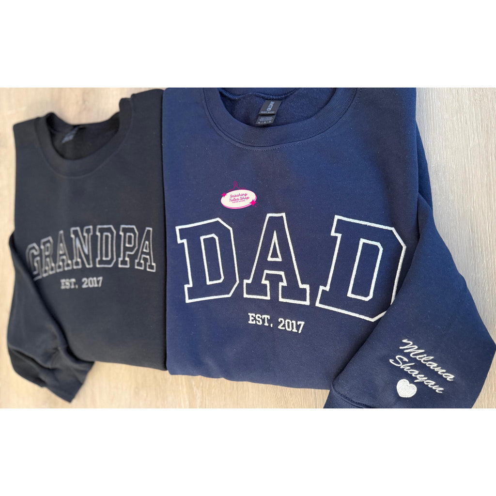Embroidered Dad Sweatshirt, Grandpa Hoodie, Established Year, Father's Day Gift