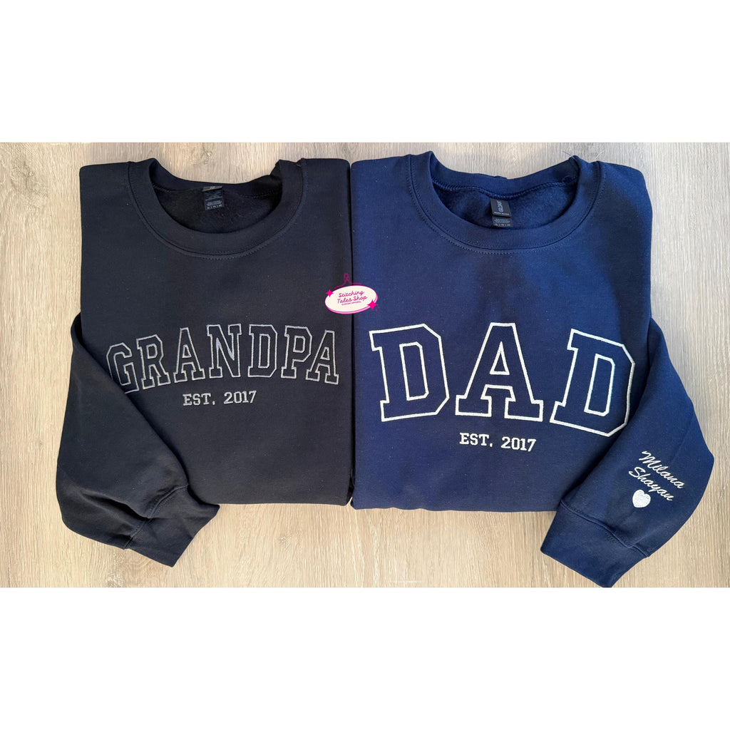 Embroidered Dad Sweatshirt, Grandpa Hoodie, Established Year, Father's Day Gift