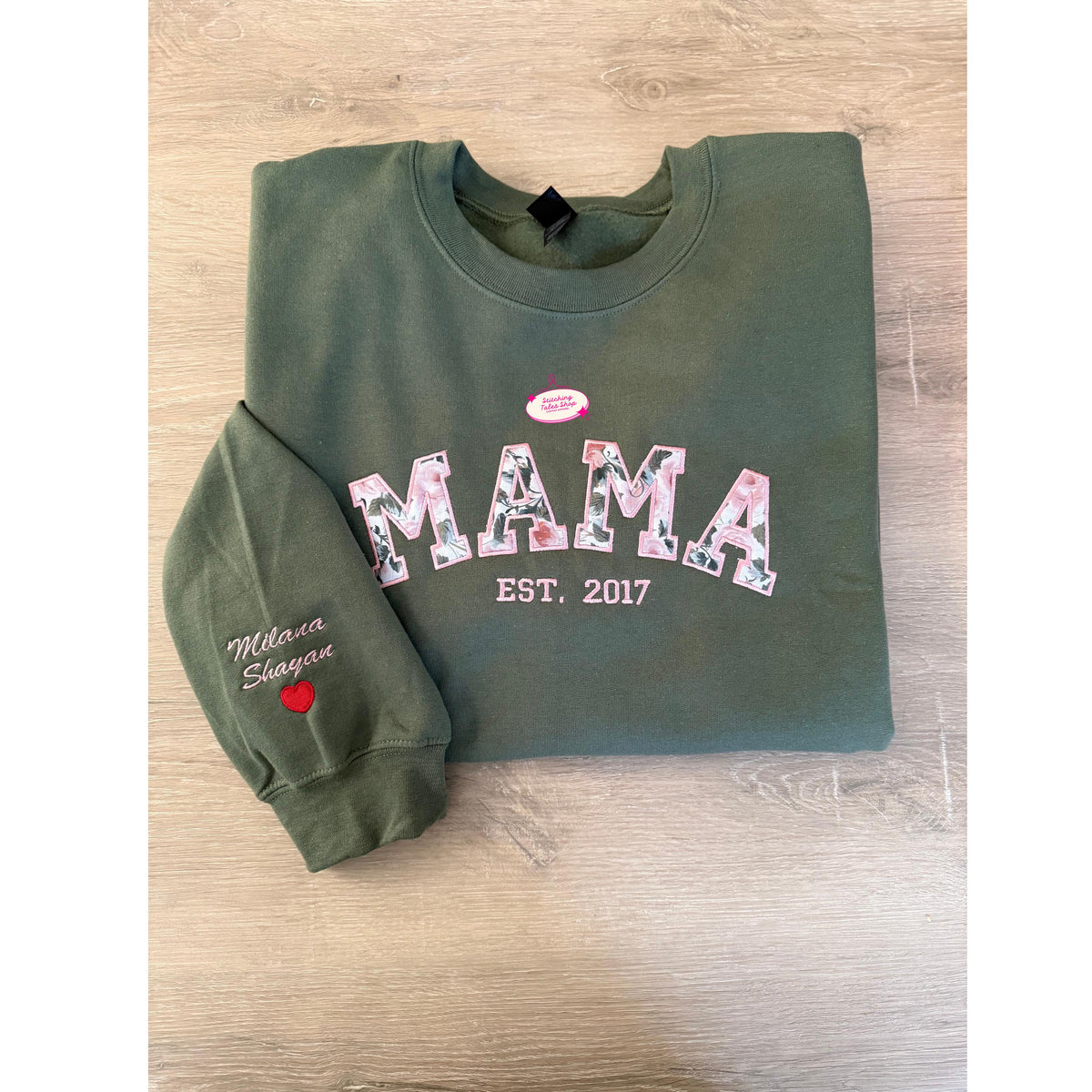 Embroidered Mama Hoodie, Floral Applique, Custom Est. Year, Personalized Mom Gift