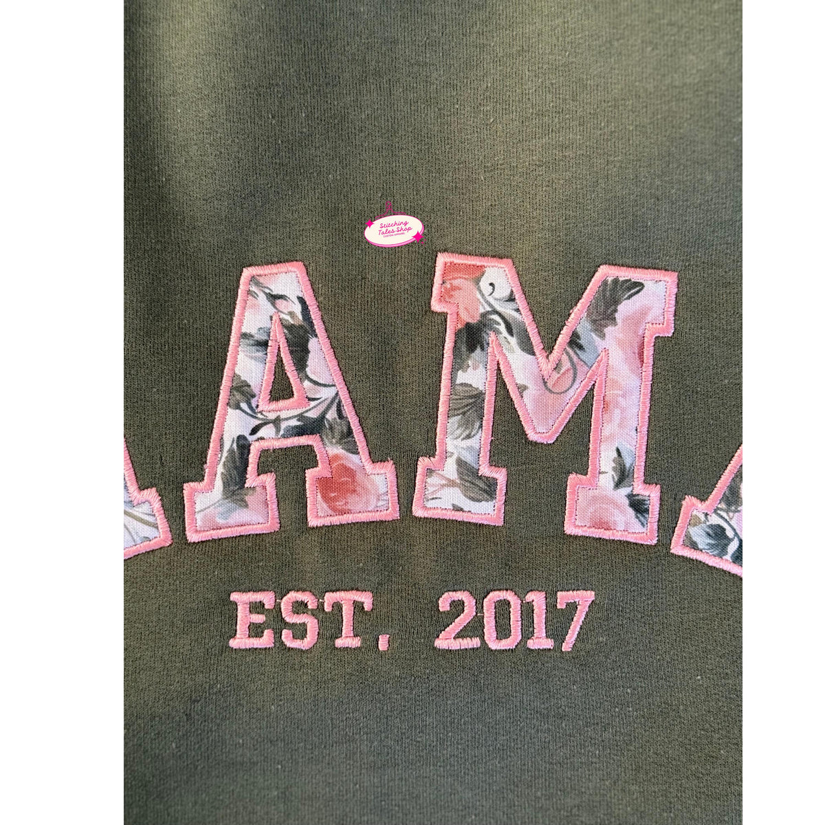 Embroidered Mama Hoodie, Floral Applique, Custom Est. Year, Personalized Mom Gift