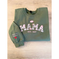 Embroidered Mama Hoodie, Floral Applique, Custom Est. Year, Personalized Mom Gift