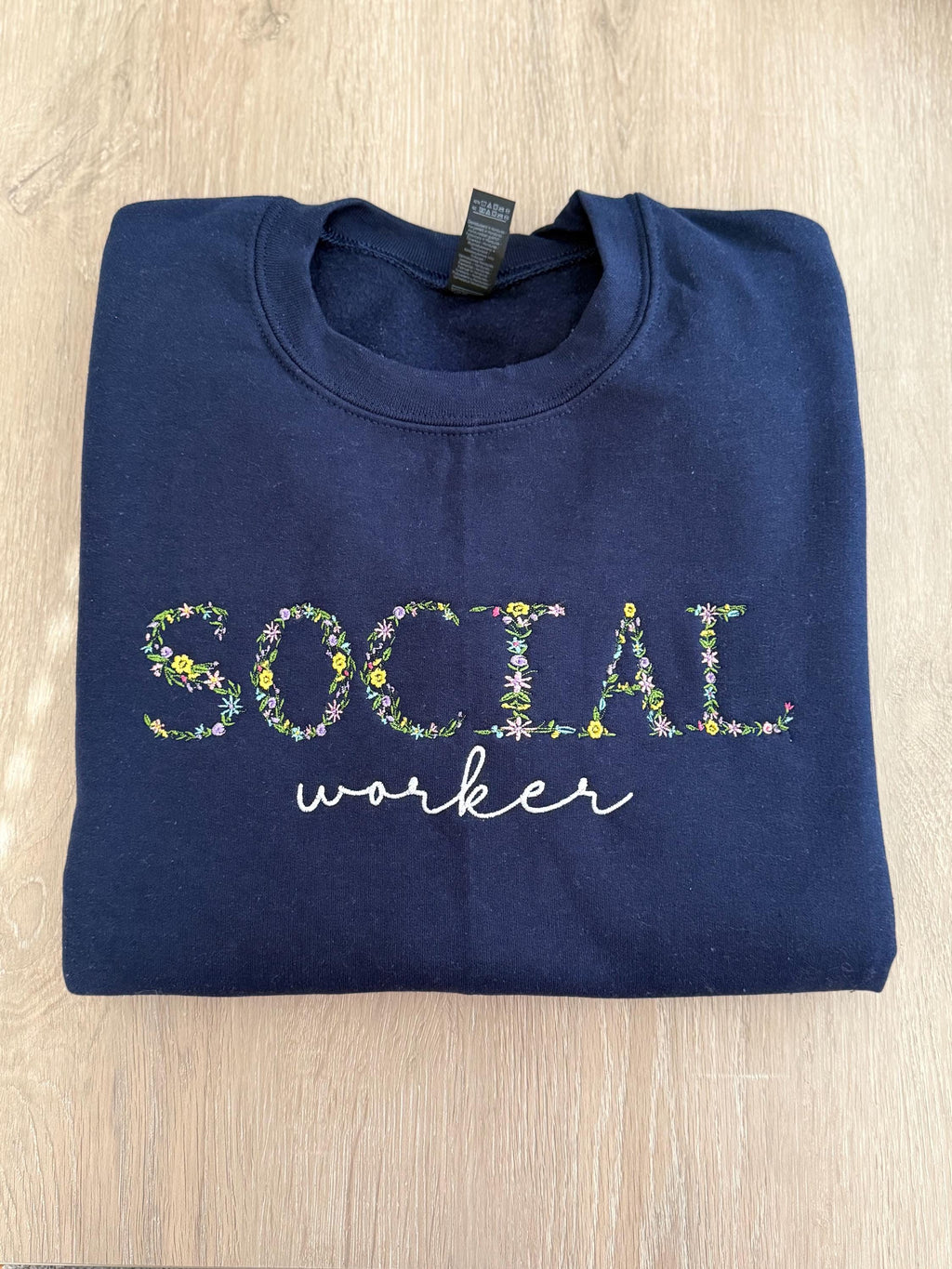Embroidered Floral Social Worker Sweatshirt